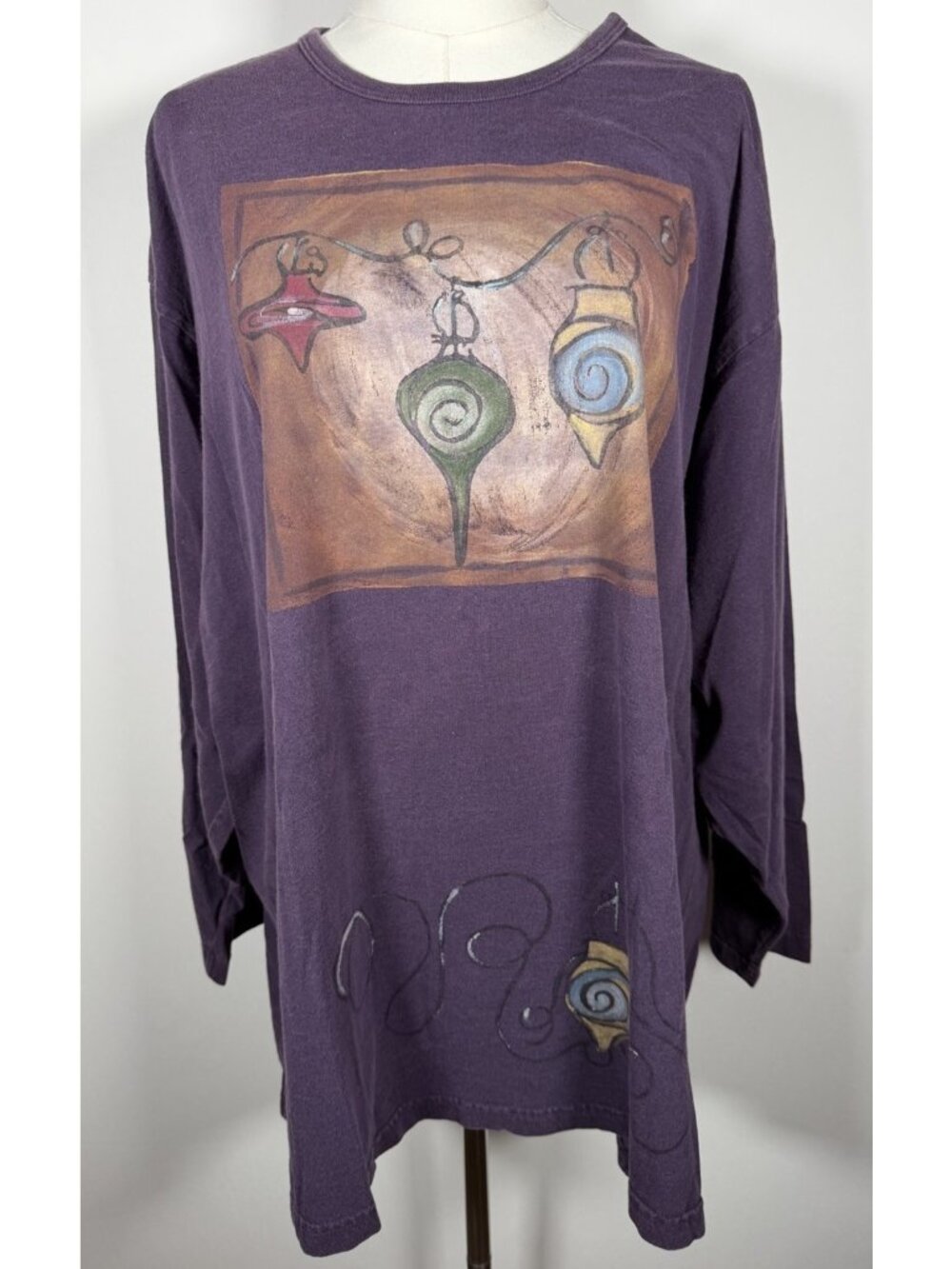 Vintage 90s Blue Fish purple handpainted southwestern lagenlook tunic boho 2